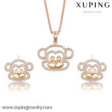 63561- Xuping Chrismas gift copper gold jewelry monkey pendant earring sets